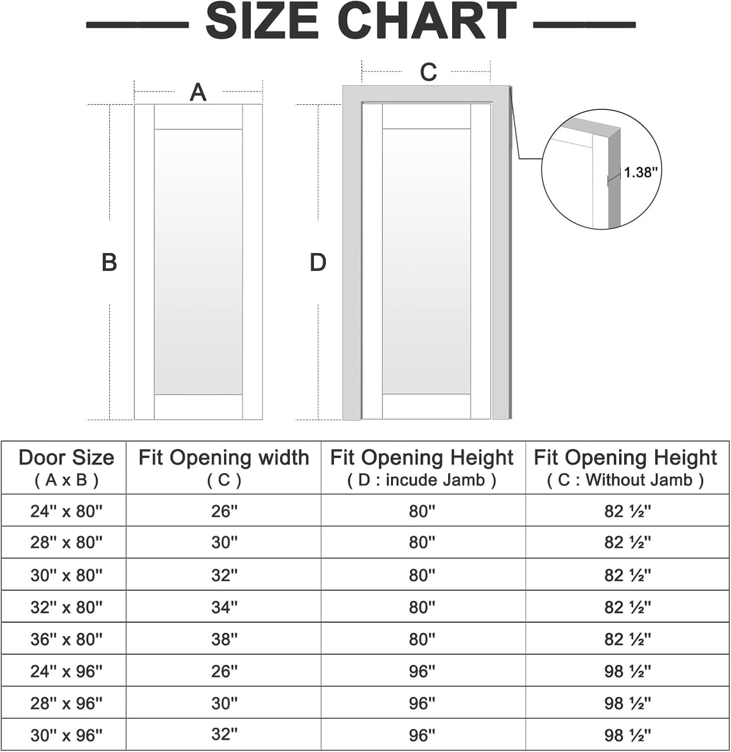 CRUTOP 24''x80'' French Style Clear Glass Interior Door Slab Shaker, Pre-Built Panel for Barn Doors, Pocket Doors, French Door, Pantry, Bedroom, Closet, Laundry & Bathroom, White Prefinish&Paintable