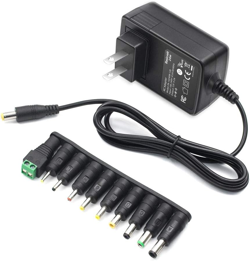 Basicvolt 12V 2A 12 2 1.5A 1A 500ma 300ma Universal AC Adapter DC Power Supply Center Positive Volt Amp Charger Power