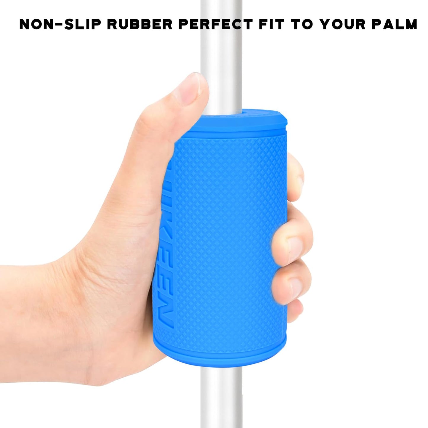 Hikeen Thick Bar Dumbbell Grips, Non Slip Hard Rubber Barbell Grips for Weight Lifting, Muscle Building - 2.75" Outer Diameter