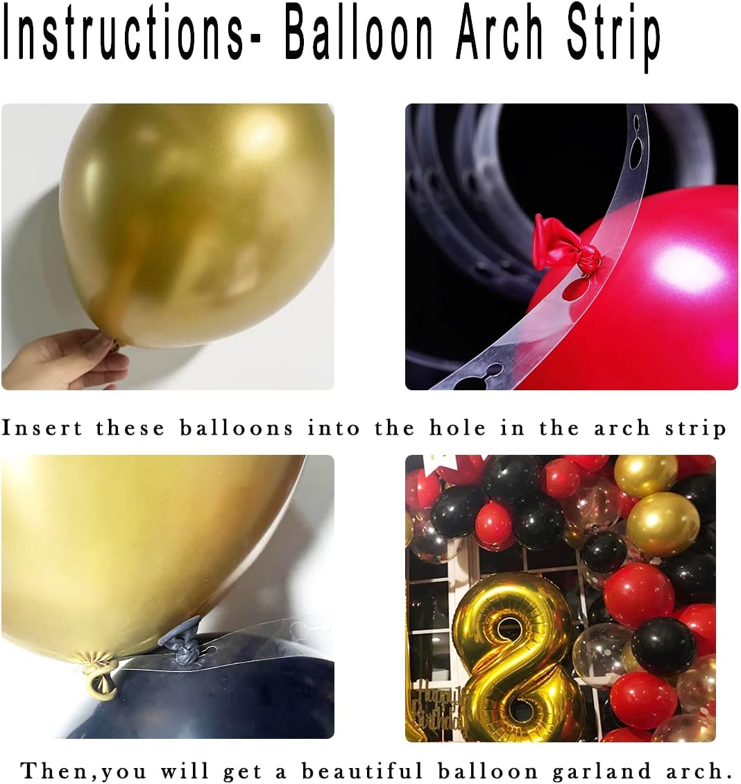 Red Black Gold Balloon Garland Arch Kit - Perfect for Casino, Poker, Graduation, and Wedding Parties