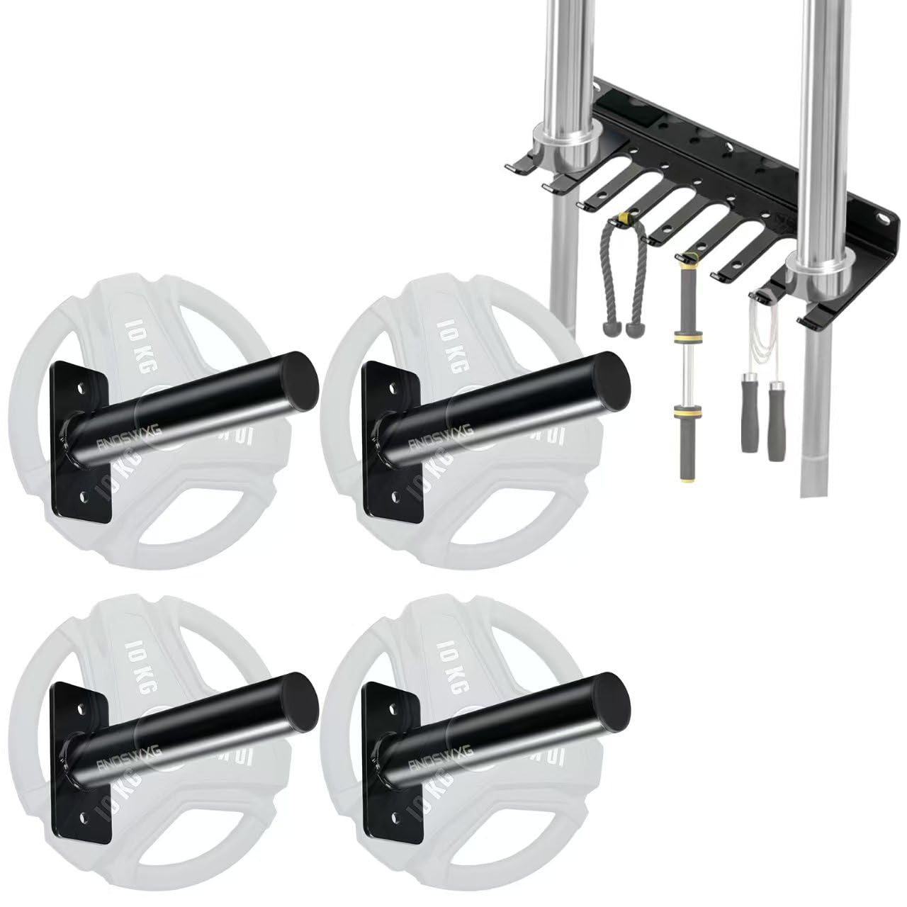 Wall-Mounted Strength Training Plate Storage Rack – Heavy Duty 2” Weight Plate Holder with Foam Padding, Bumper Plate Storage for Home Gym, Garage, and Power Rack