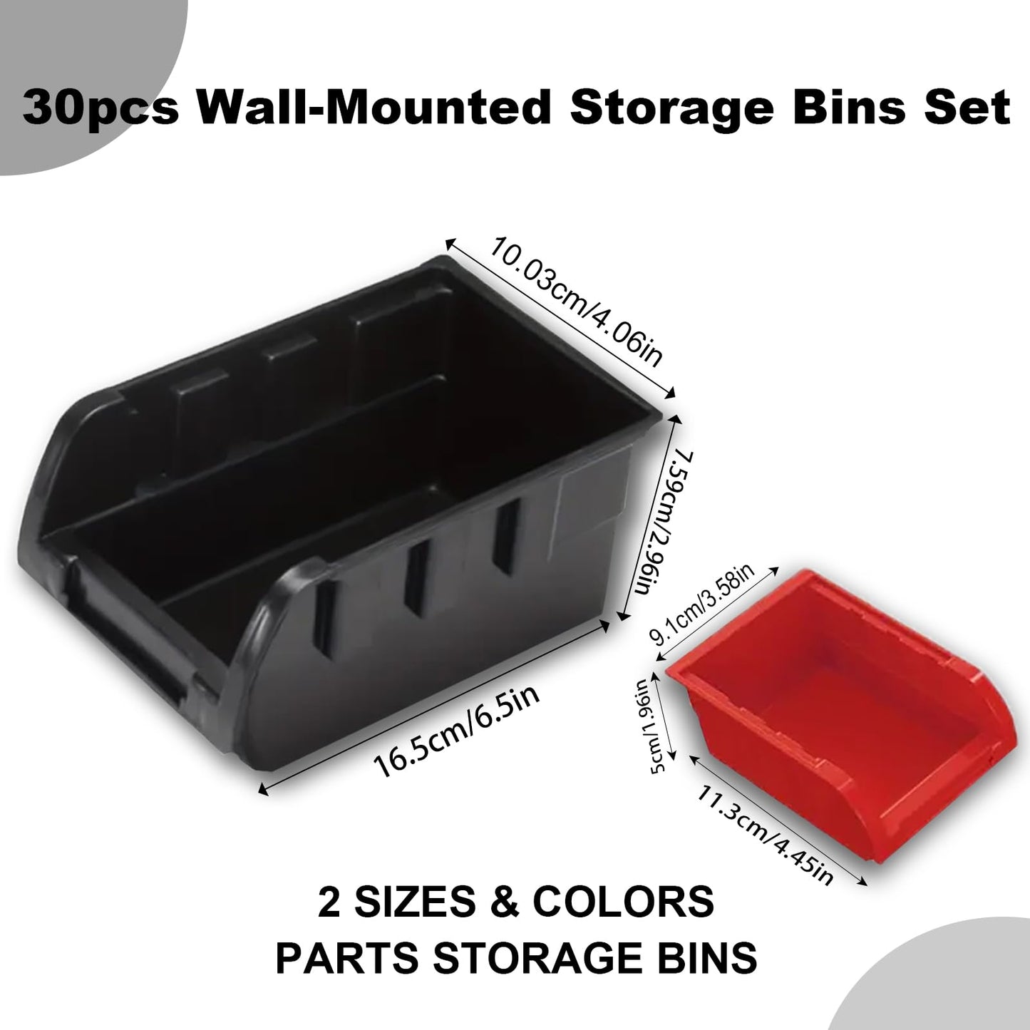 SAMRELAX 30Pcs Wall Mount Storage Bins, Nuts and Bolts Organizer, Screw, Nails, Beads, Small Hardware Parts and Accessories Storage Rack Bins