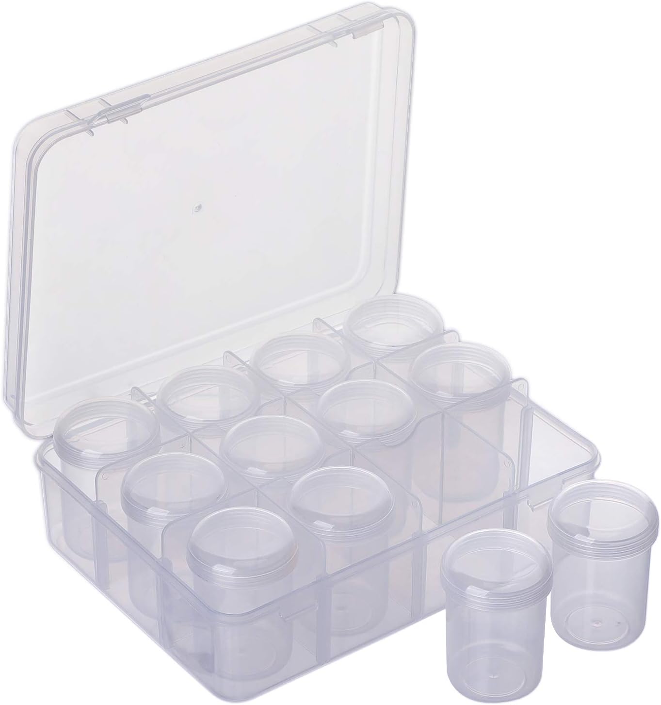 Segbeauty Gem Organizer Box - Clear Plastic Jewelry Storage with 12 Compartments & Secure Lids