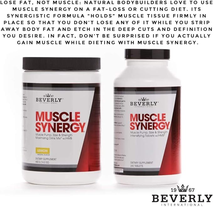Beverly International Muscle Synergy 240 TABS (15 Servings) Clinically Dosed Ingredients - HMB, L-Arginine, L-Citrulline, Creatine Monohydrate, L-Ornithine. Bigger-Stronger-Lasting Pumps.