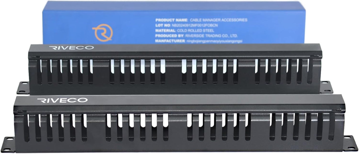 RIVECO 2PCS 1U 19 24 2.8 Inches Cable Management for Racks & Server Cabinets Managing Cord & Wire, Cable Raceway