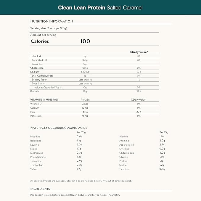 Nuzest - Pea Protein Powder - Clean Lean Protein, Premium Vegan Plant Based Protein Powder, Dairy Free, Gluten Free, GMO Free, Protein Shake, Salted Caramel, 20 Servings, 1.1 lb