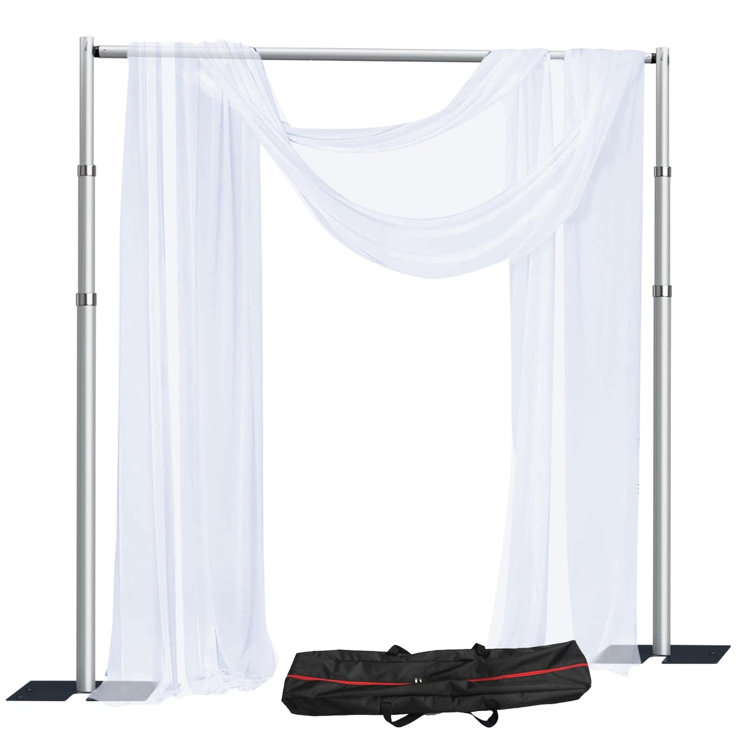 SLOW DOLPHIN 10x 10ft Pipe and Drap Backdrop Stand Kit,Heavy Duty Adjustable Frame Backdrop Stand for Event, Birthday Party, displays and Wedding Decoration.