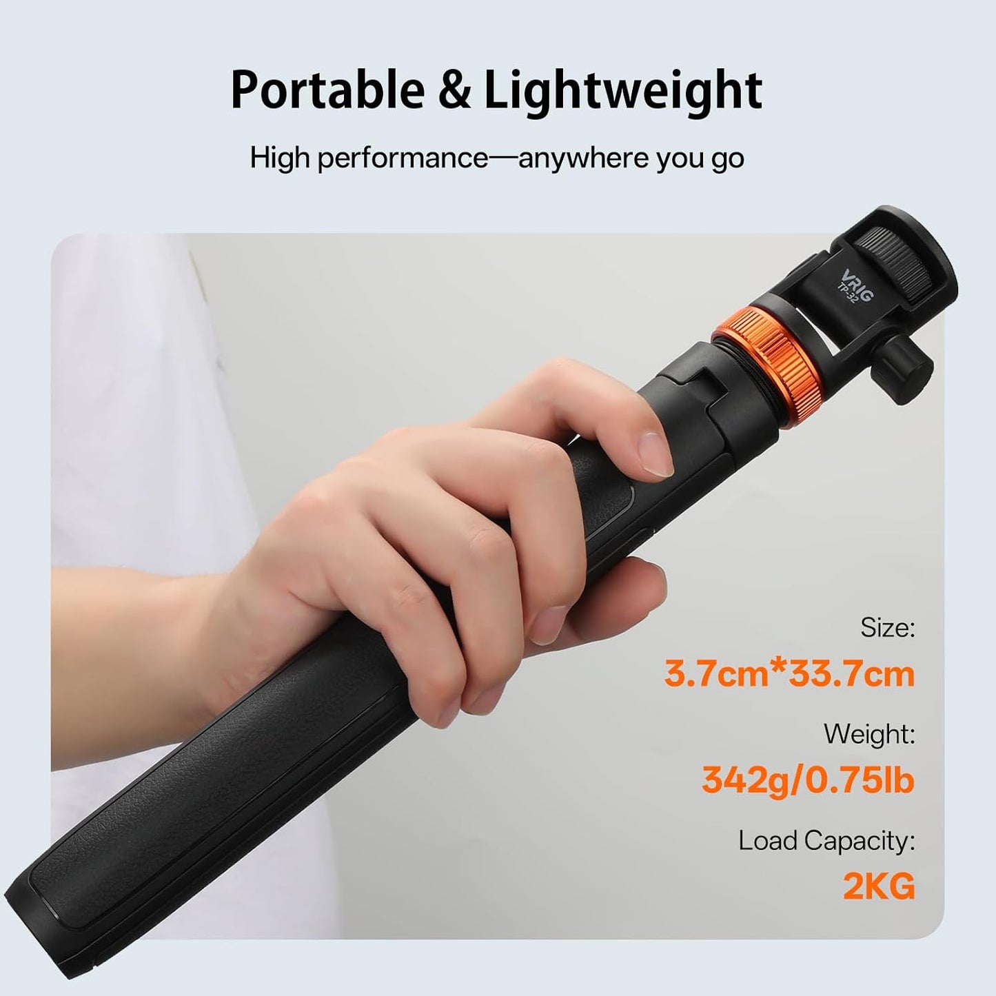 63" 180 1/4" TP-32 VRIG Extendable Photography Light Stand, Tripod Head Portable Tripod with Thread Phone Mount
