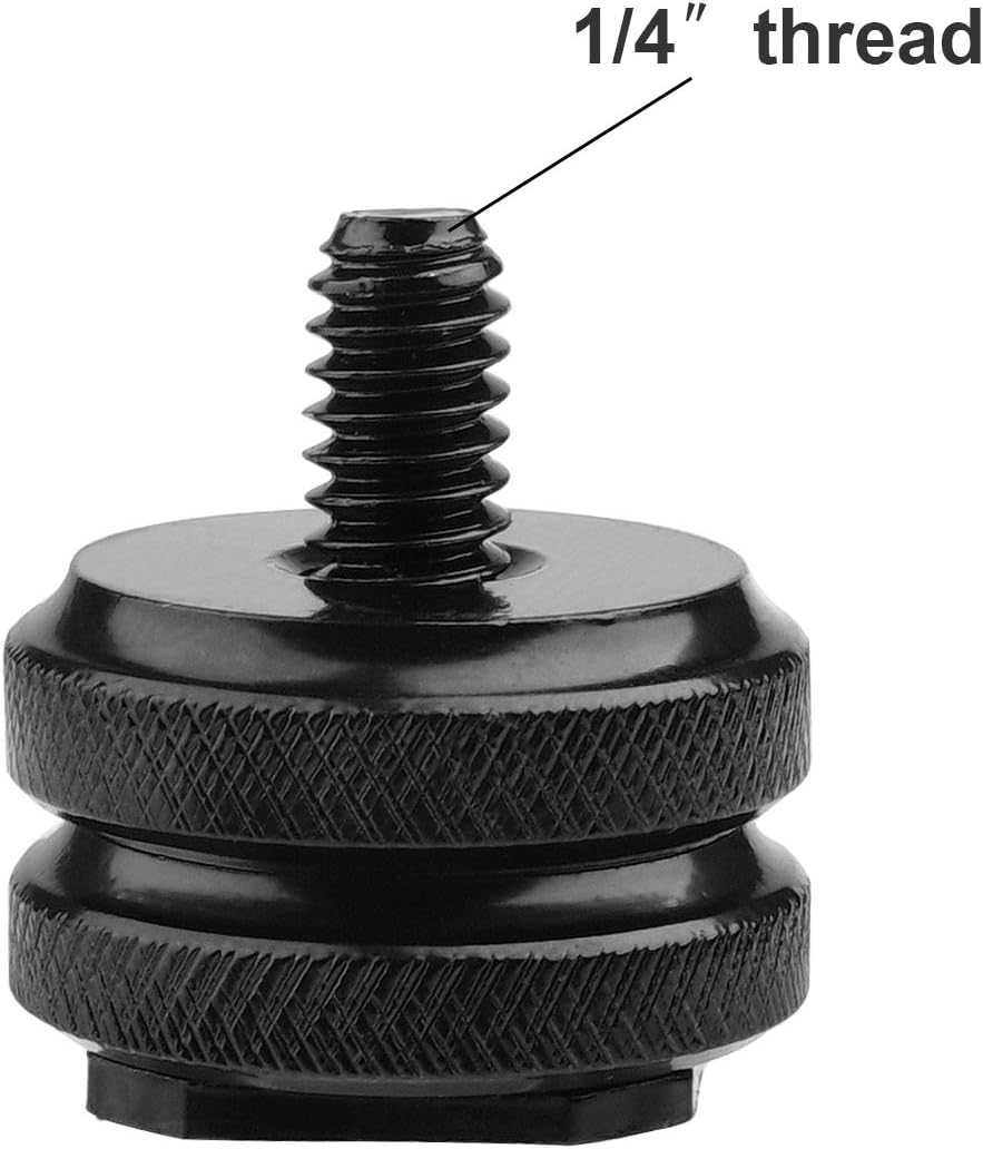 1/4"-20 (Pack 2) Camera Hot Shoe Mount to Tripod Screw Adapter Flash Shoe Mount for DSLR Camera Rig