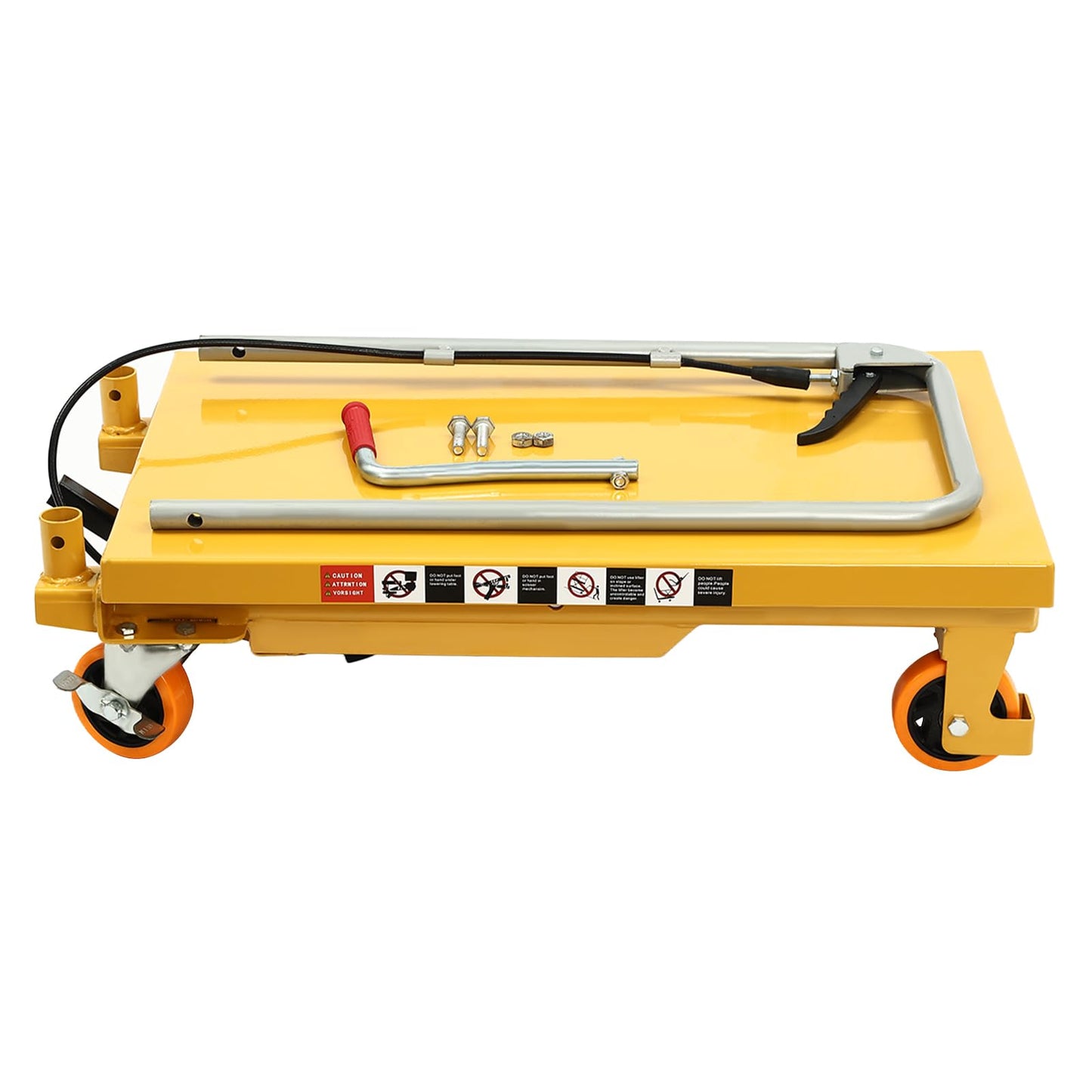 500lbs Hydraulic Lift Table Cart, Double Scissor Lift Table with Non-Slip Pad & Safety Guard for Material Handling & Transportation