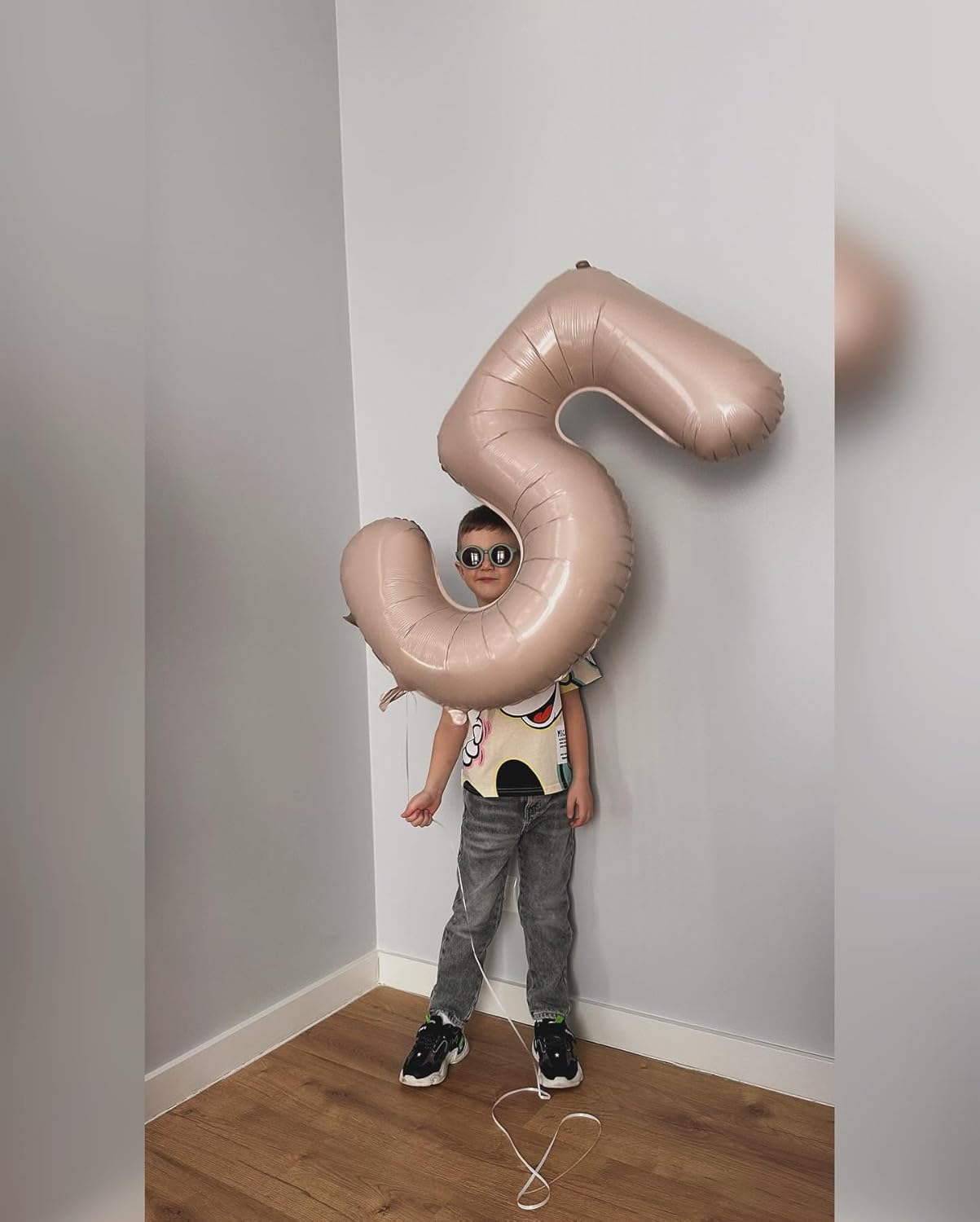 Tan Number 5 Balloon | 40-Inch Light Brown Birthday Decoration | Beige Party Supplies
