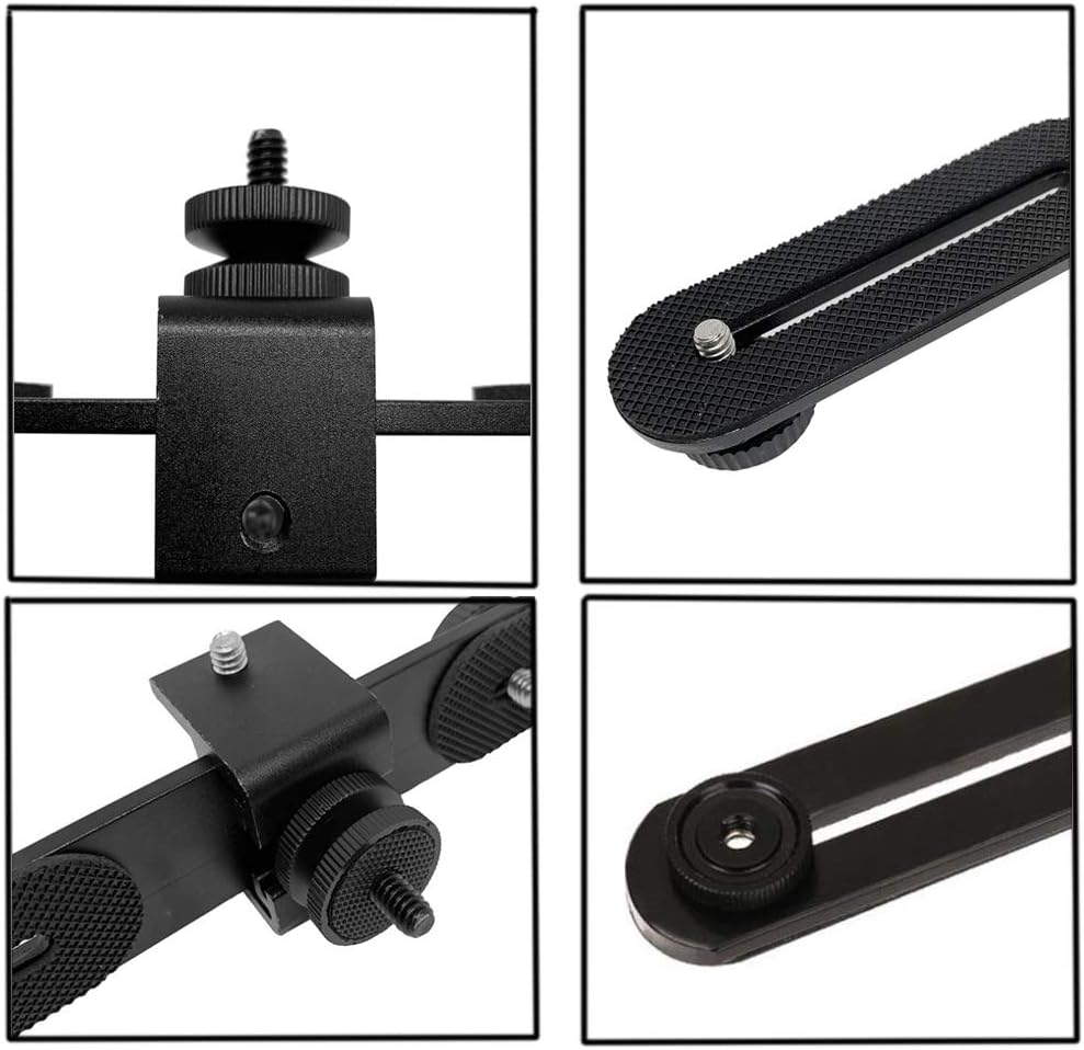 Walway 1/4 inches Straight Triple Head Bracket Tripod Mount for Screw DSLR Camera LED Light Flash Light Microphone