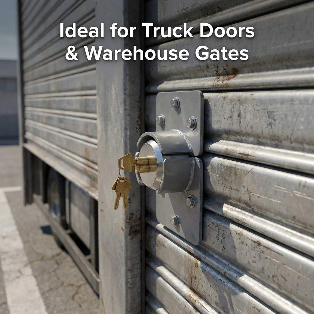 QWORK Heavy Duty Puck Lock and Hasp, High Security Steel Hidden Shackle Keyed Alike Padlocks with 2 Pcs Keys for Trucks, Gates, Vans and Vending Machines