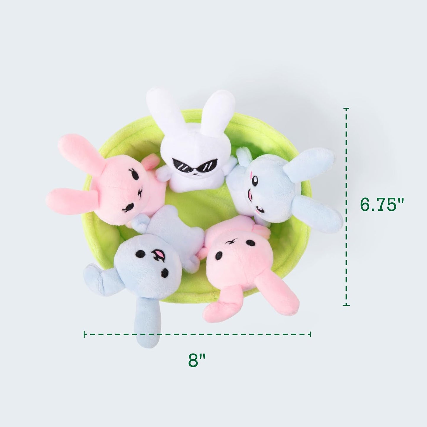 WHAT DO YOU MEME? Emotional Support Bunnies - Cuddly Plush Stuffed Animals for All Ages | Set of 5 with Basket