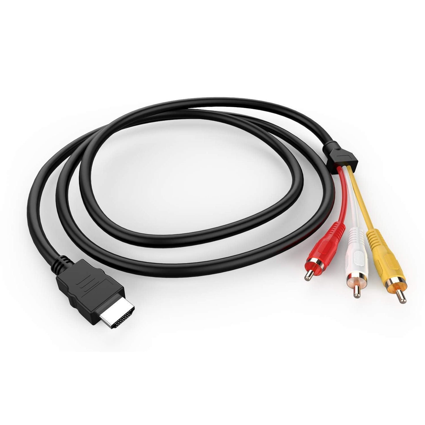 BERLAT 1080P 5ft 3-RCA HDMI to RCA Cable, HDMI Male to Video Audio AV Cable Connector Adapter One-Way Transmitter