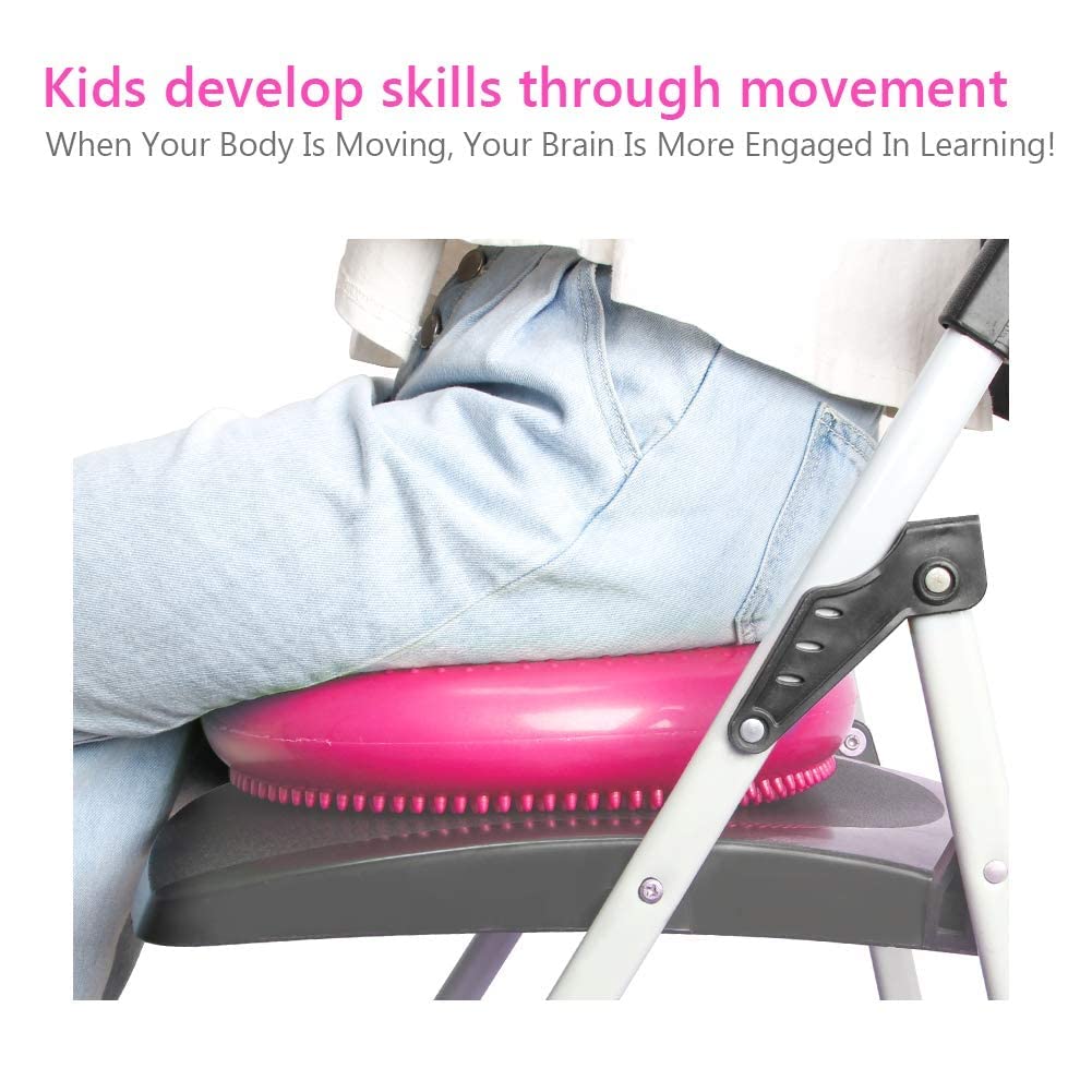 WIWAPLEX Wiggle Seat, Inflatable Stability Balance Disc Wobble Cushion, Balance Disc Wiggle Seat, Flexible Seating Classroom with Free Air Pump Sensory Kids (Office & Home & School) (Pink)