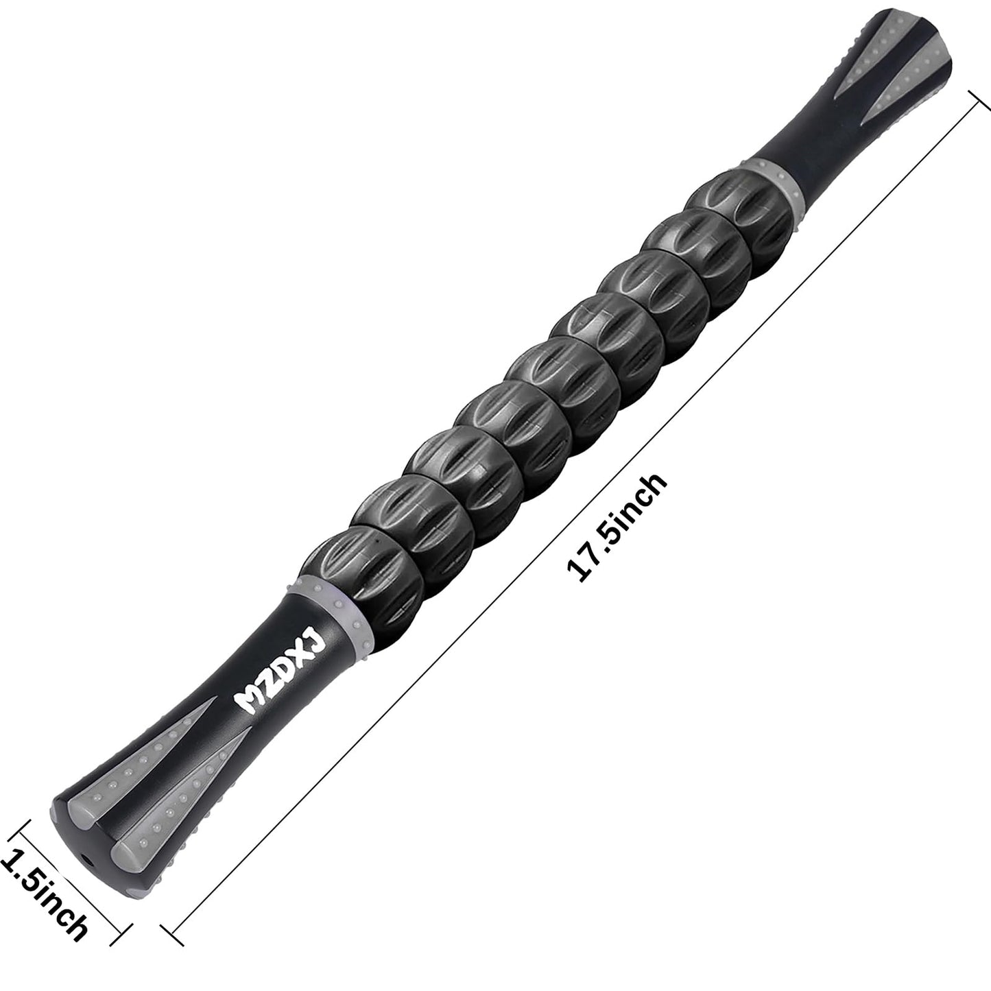 MZDXJ Muscle Roller Massage Roller Stick- Deep Tissue Fascia Blaster for Myofascial Pain Relief, Lymphatic Drainage & Body Sculpting, Handheld Physical Therapy & Recovery Tool (Gray black-18 inch)