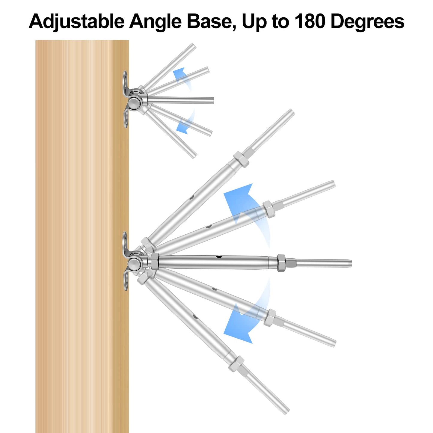 BLIKA 40 Pairs 1/8" Cable Railing Kit Swage Toggle Turnbuckle Hardware, Adjustable Angle T316 Stainless Steel Cable Railing Kits for 2"x2", 4"x4" Wood Posts, Deck Cable Railing Kits for Stairs, BL025