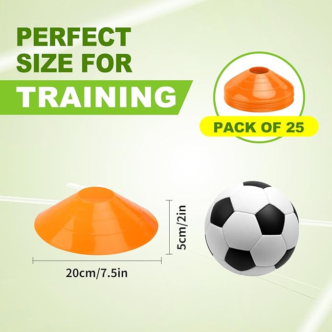 Ashsajkd(Set of 25/50/100 - Agility Soccer Cones with Carry Bag and for ï¼?Football Cones for TrainingFootball, Basketball, Coaching, Agility Cones for Indoor and Outdoor Games