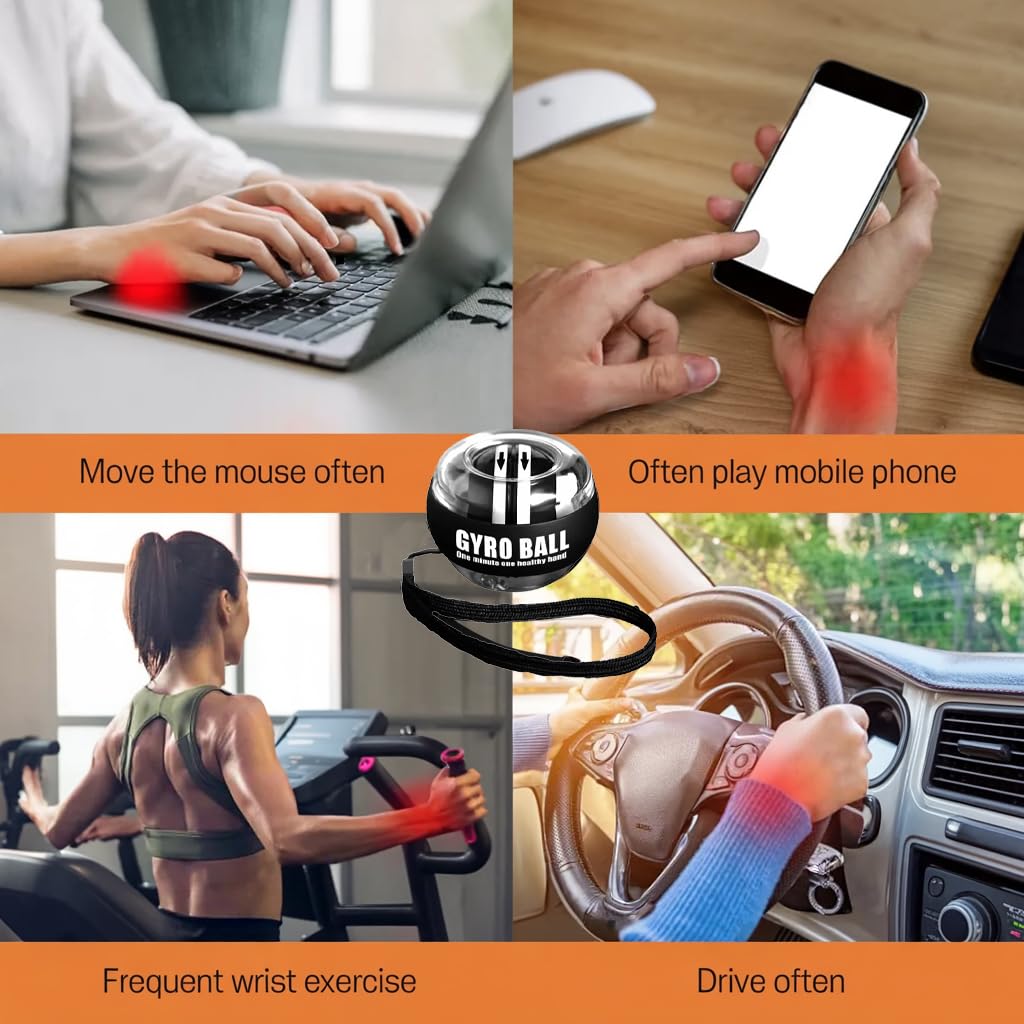 Wrist Trainer Ball Auto-Start, Hand Strengthener, Gyro Ball for Strengthen Arms, Fingers, Gyroscopic Forearm Exerciser