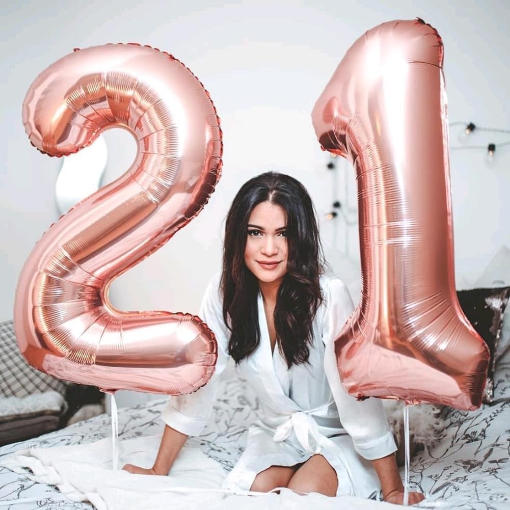 Rose Gold 12 Number Balloons - 40 Inch Birthday Decorations for Boys & Girls | Perfect for Engagements & Anniversaries