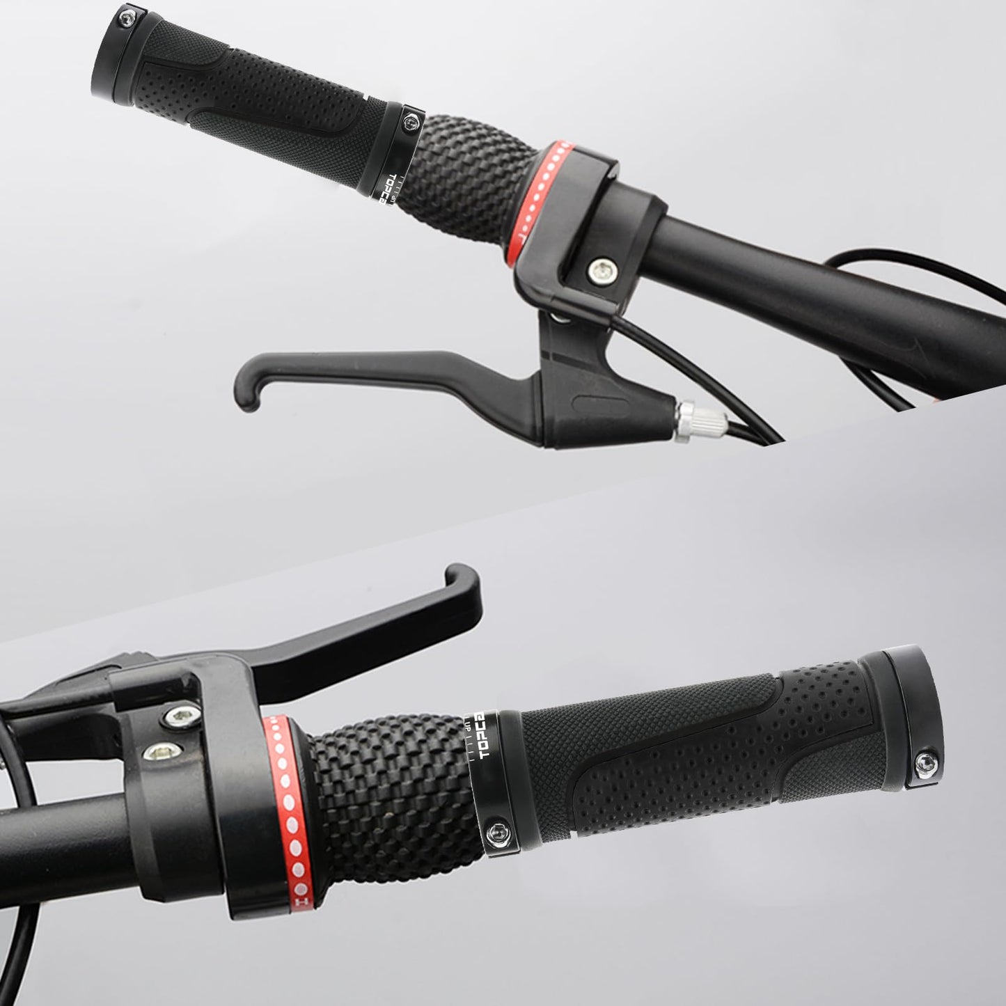 TOPCABIN Bike Handlebar Grips,Short Mini Bicycle Handlebar Grips Two-Color Rubber Bike Grips Fit Many Standard Bikes 2PCS 90MM Length (Aluminum Double Lock(Black90mm))