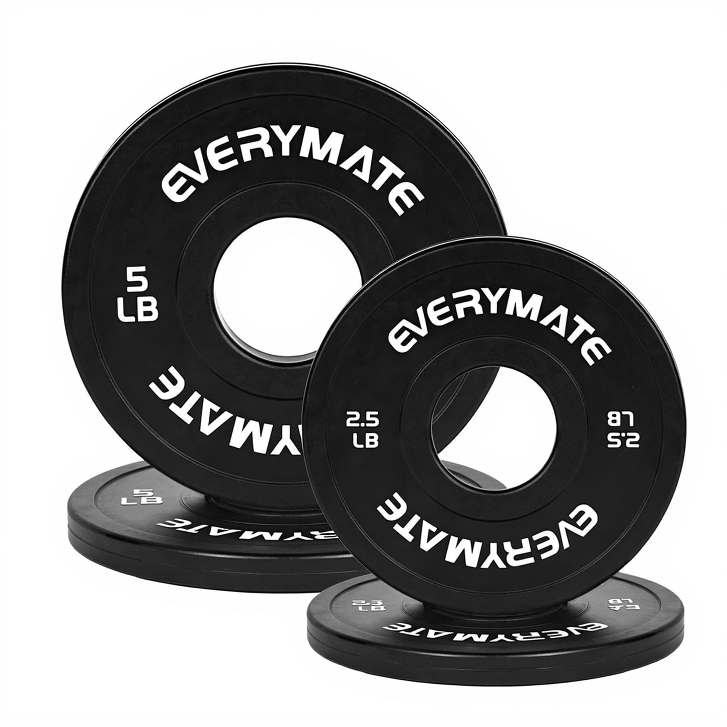 EVERYMATE Black Change Weight Plates: 2.5LB 5LB Set Fractional Plate Olympic Bumper Plates Set for Strength Training, 2 inch weight plates