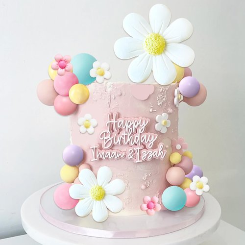 42Pcs Boho Daisy Flower Cake Topper Mini Balls Cake Decorations Retro Groovy Cake Toppers for Women Girls Kids Birthday Baby Shower Wedding Daisy Flower Hippie Themed Party Supplies