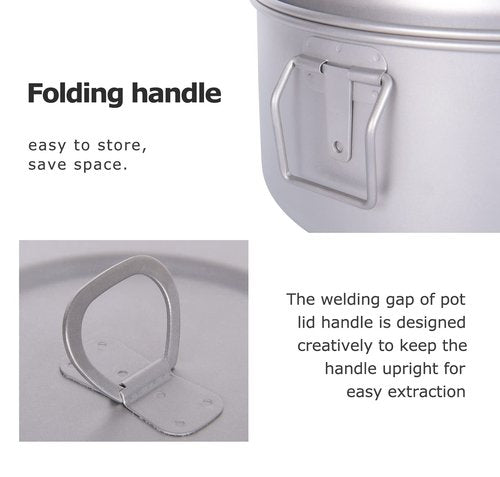 Boundless Voyage Titanium 4.5L Hanging Pot with Steaming Rack Folding Handle Outdoor Camping Cooking Stockpot Steamer Set (4.5L Pot)