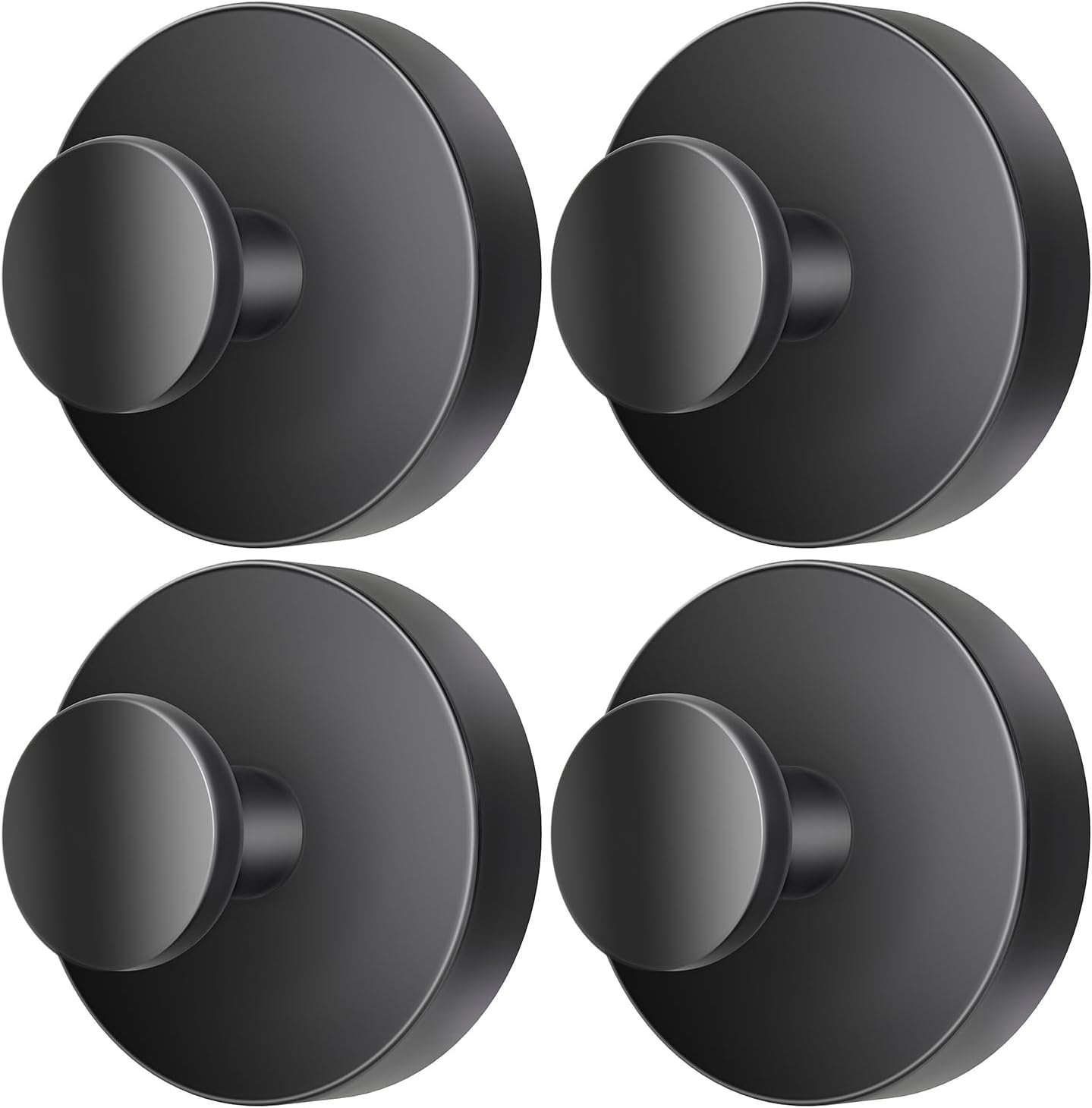 Skiennix Drill-Free Suction Cup Hooks - Stainless Steel Bathroom & Shower Organizer | 4 Pack, Black