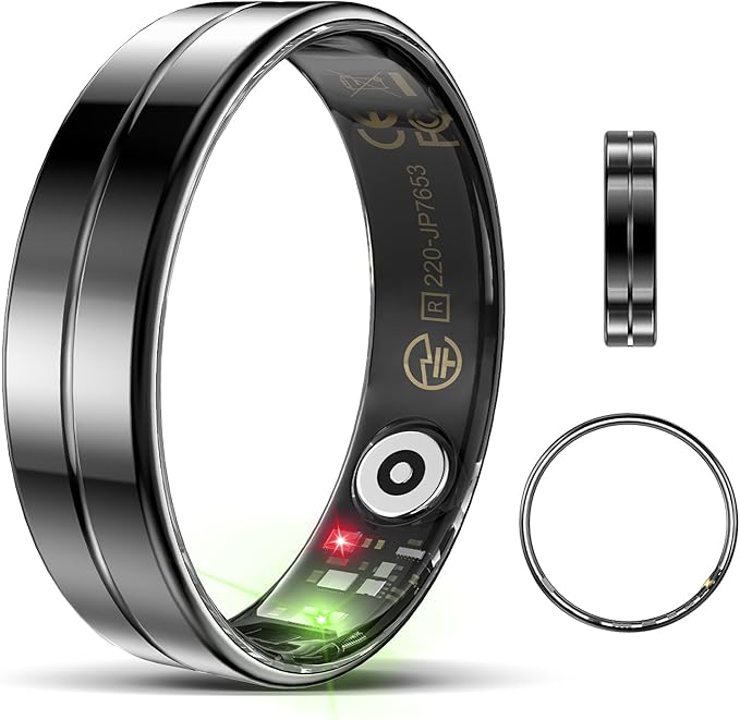 Upgrade Smart Ring for Women Men,Waterproof Fitness Ring, Fitness Tracker for Activity Monitoring,Sleep Tracker, No Subscription Fee, Smart Health Ring for iSO & Android (Black,11#)
