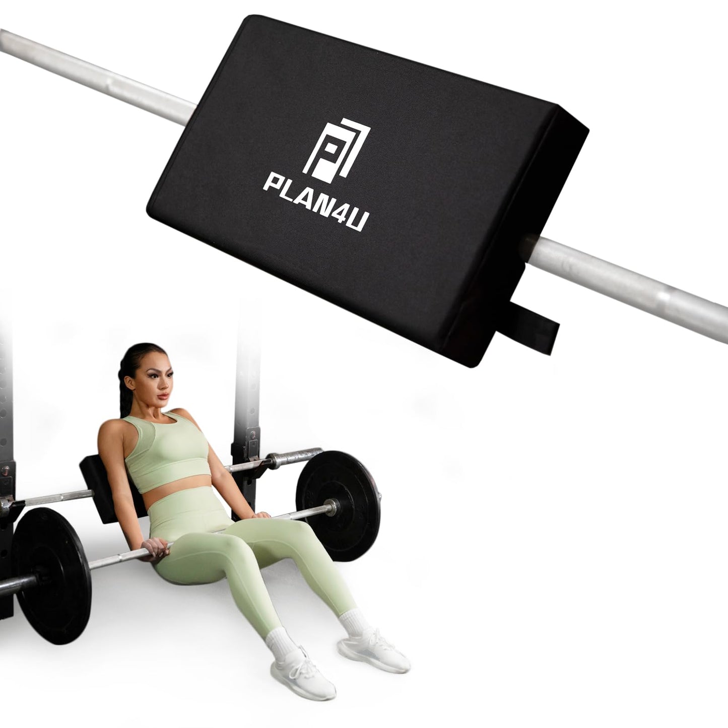 Plan4U Hip Thrust Back Pad for Squat Rack & Olympic Barbell Bar, Bench Press Back Pad, Versatile Space-Saving Workout Tilt-pad for Hip Thrust, Split Squat, Elevated Push-ups Glute Bridge Small