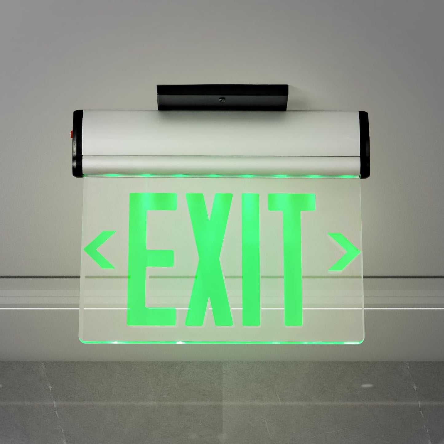 TANLUX Green Exit Signs for Business, LED Edge Lit Exit Sign, UL 924, Hardwired Emergency Exit Lights with Battery Backup, Aluminum Housing with Rotating Acrylic Clear Panel, AC 120/277V, 4 Pack