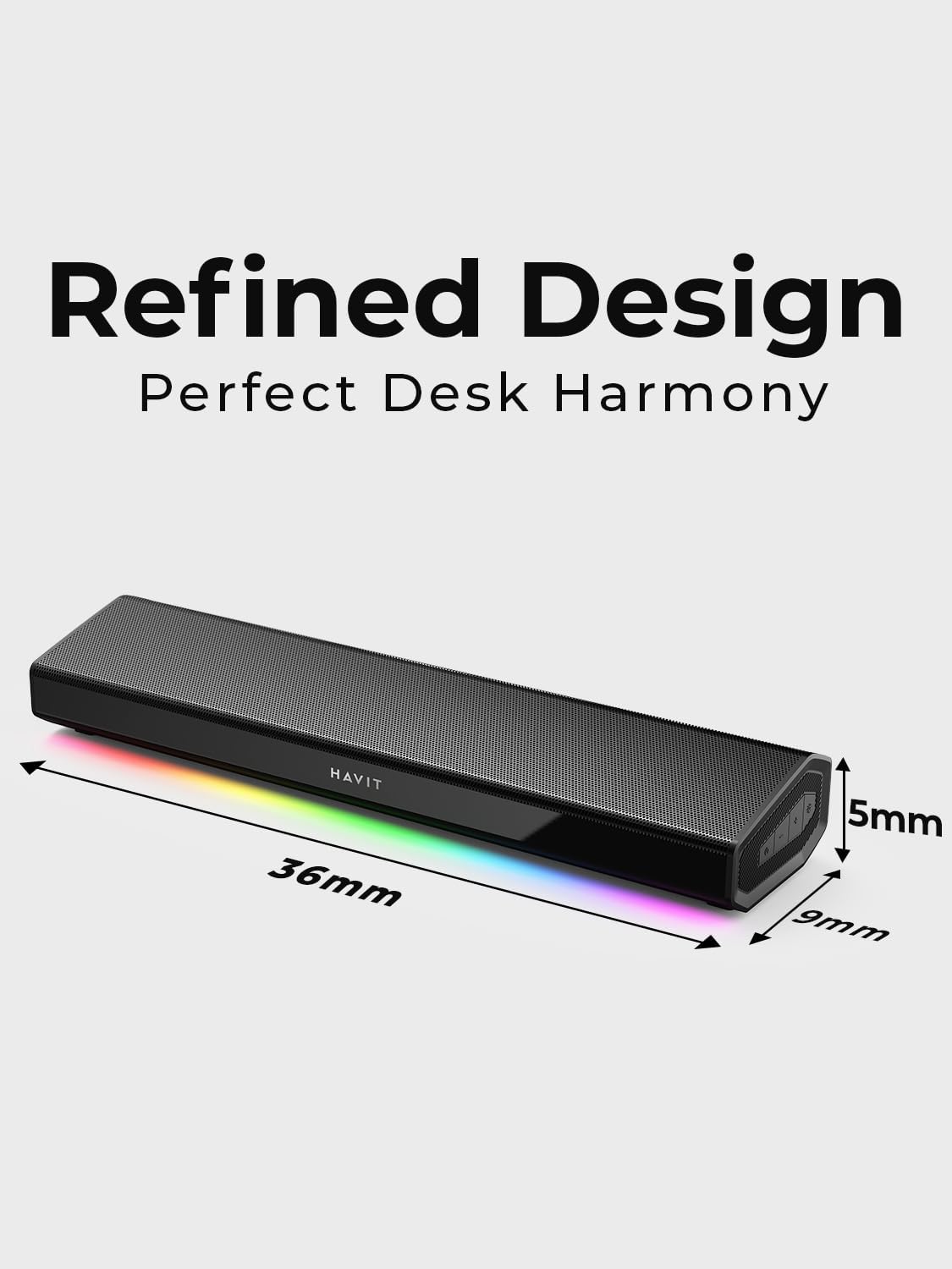havit 5.3 Computer Speakers for Desktop PC, Bluetooth Pc Soundbar with Dynamic LED Light, HiFi Stereo, Poratble