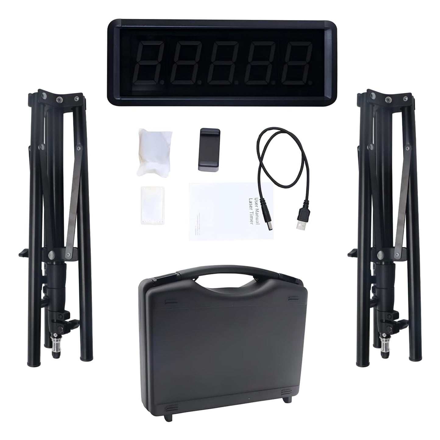 Ousmile Wireless Laser Timer for Sprints, Laser Sprint Timer System for Track 40 60 Yard Dash, Race Clock Stopwatch for Running Speed Tranning(1 Set, High Stand)