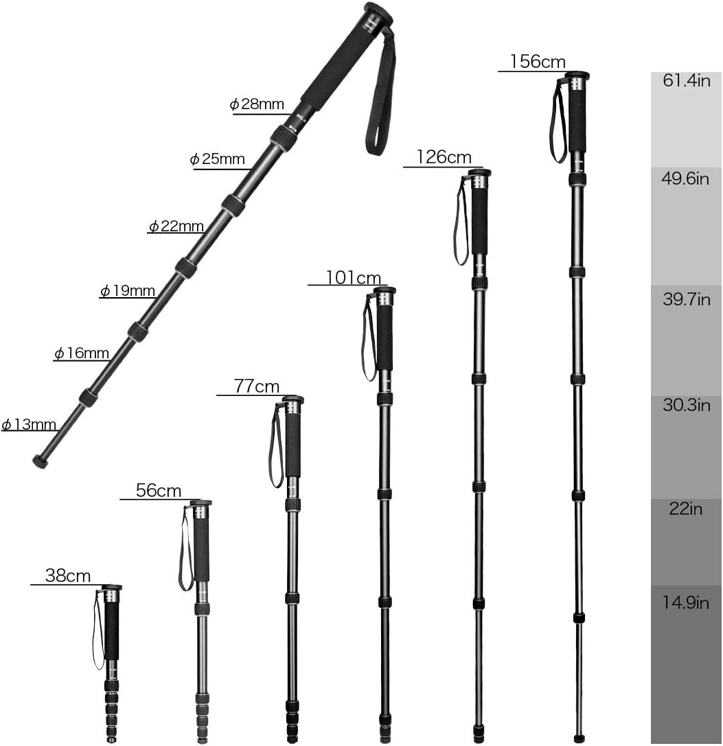 koolehaoda 61" 6-Section 15" (K-266 Camera Monopod Aluminum Portable Photography Unipod Stick, Telescopic, Folding is