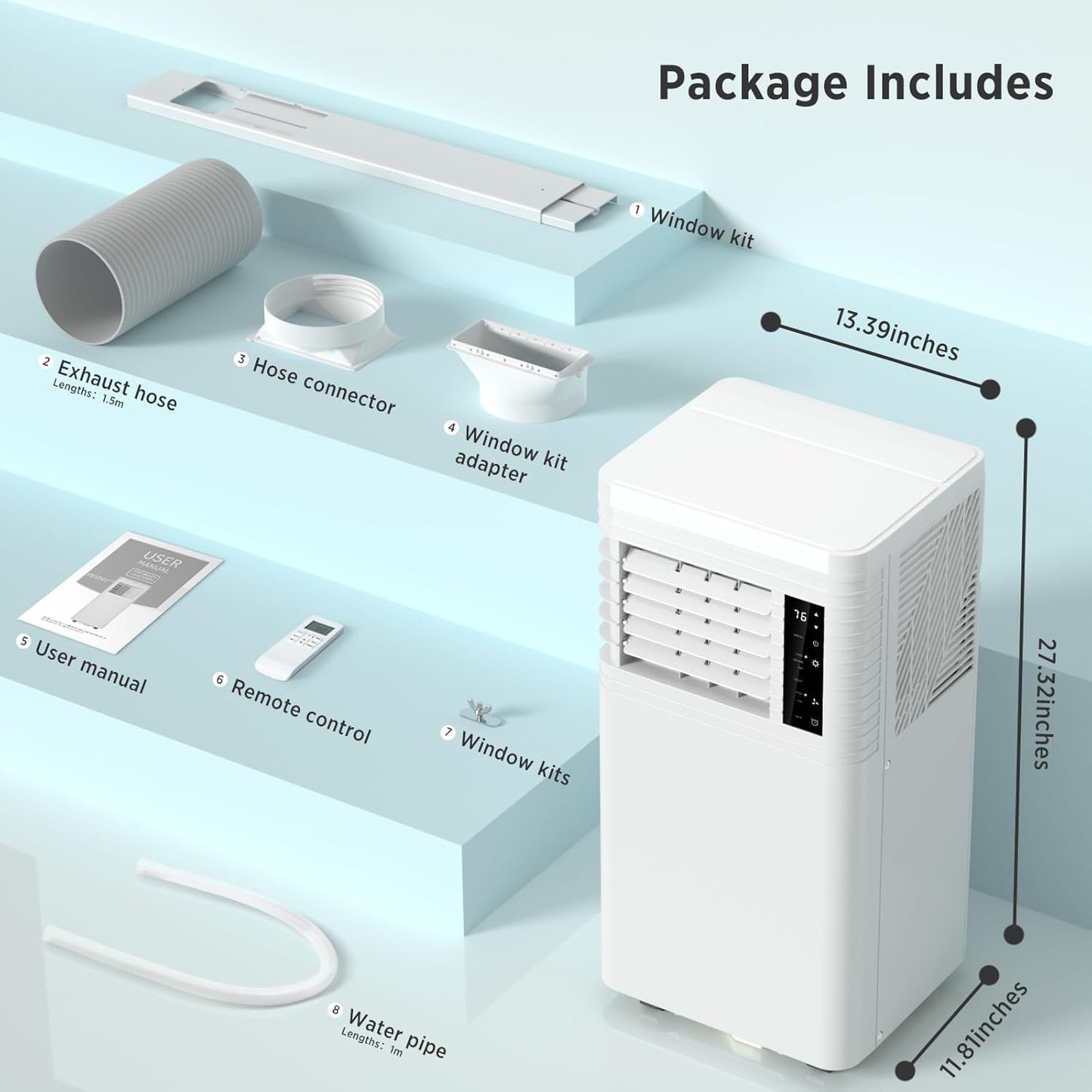 COWSAR 10000 BTU Portable Air Conditioner | Cools Up to 450 Sq.Ft, 4-in-1 Multi-Functional AC with Remote, LED Display & 24H Timer, Full Installation Kit Included