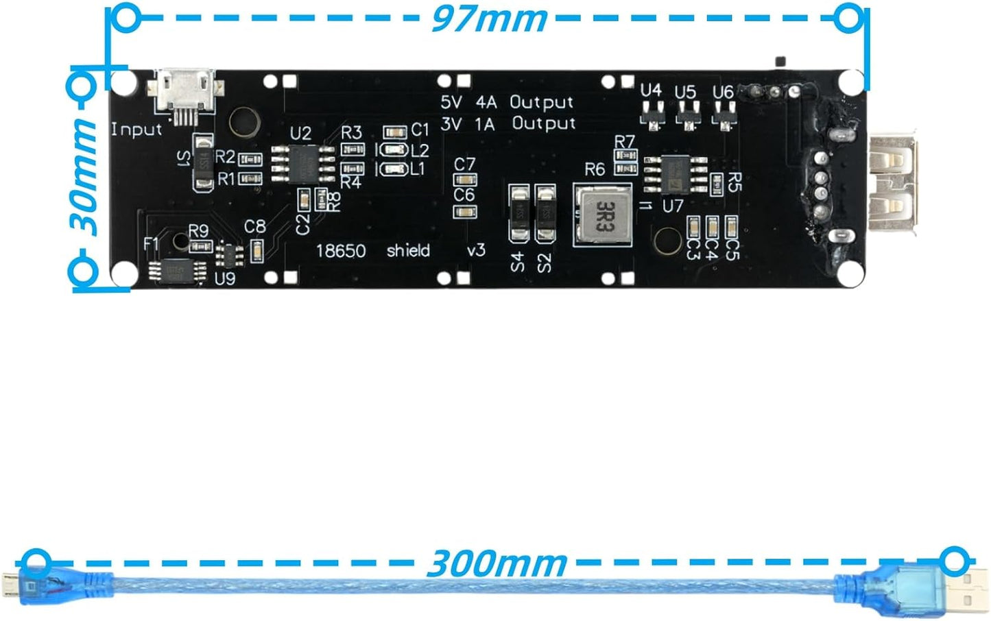 MTDELE 1Pcs V3 1 3V/1A 5V/2A 18650 Battery Holder Shield Holder Development Board USB Battery Charging Module