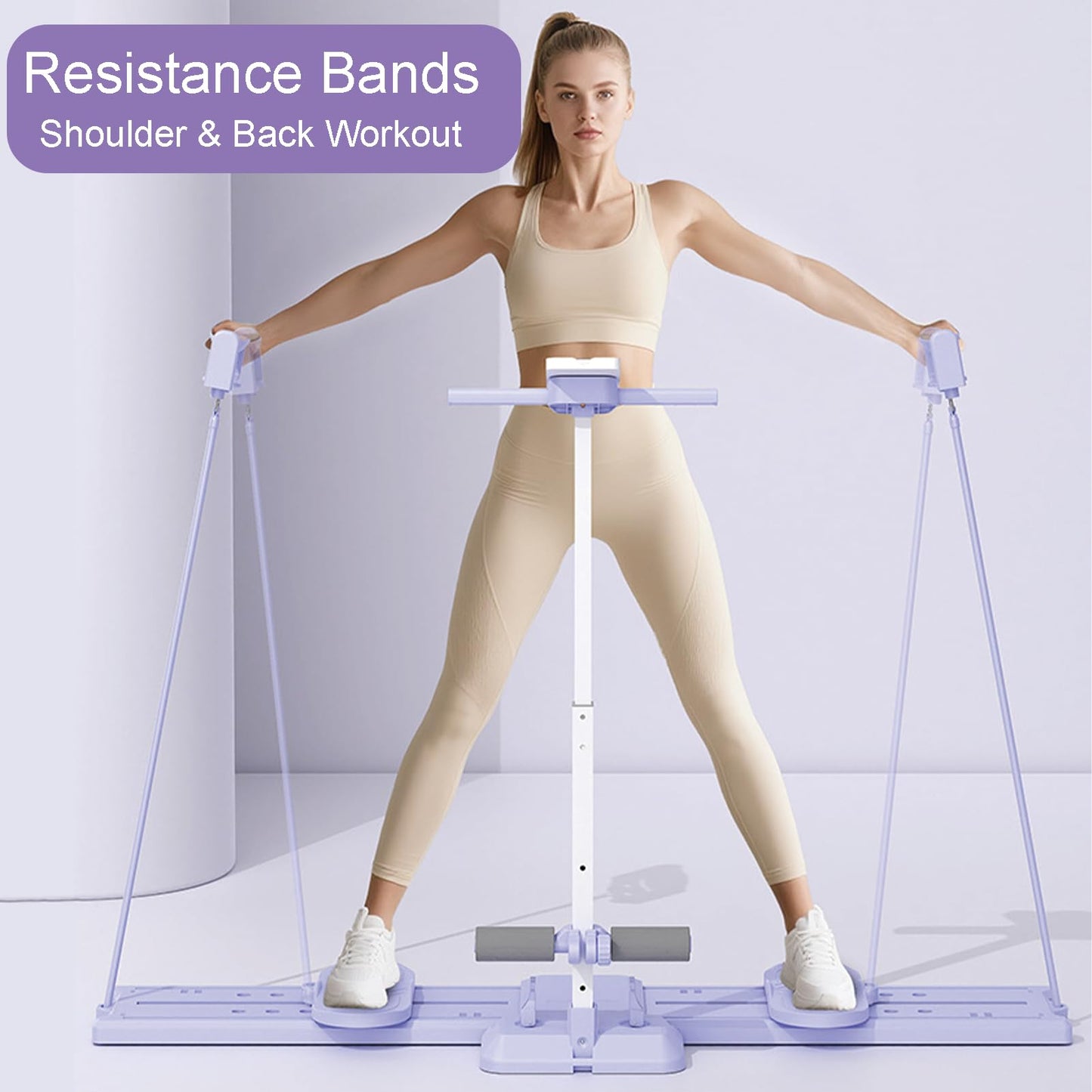 WUGCHDA Ski Machine Simulated, Adjustable Height Ski Trainer for Women with Resistance Bands, Foldable Ski Machine Exercise Equipment for Leg Pelvic Floor Muscle Workout