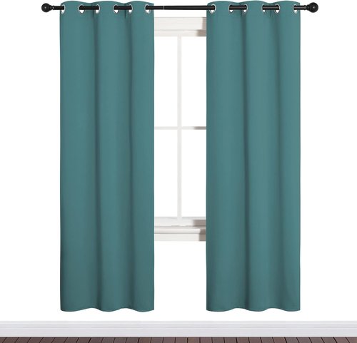 NICETOWN Blackout Curtain Panels - Thermal Insulated Draperies in Sea Teal | One Pair, 34 x 72 Inches