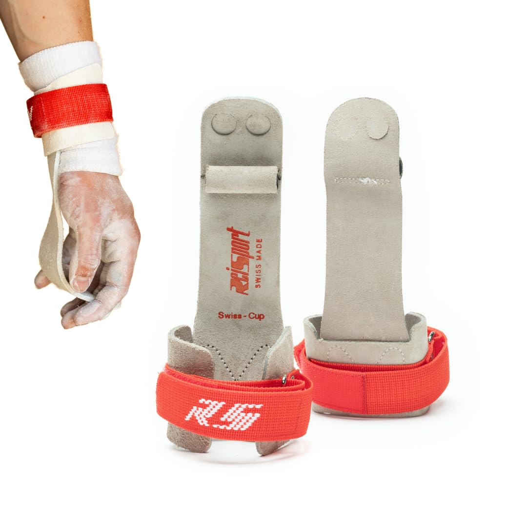 Reisport Men's Ring Gymnastic Grips, Premium Leather Grip with Hook & Loop Closure for Secure Grip, Safe Hand Grip, Hand Wraps for Advanced Gymnasts, XX-Small