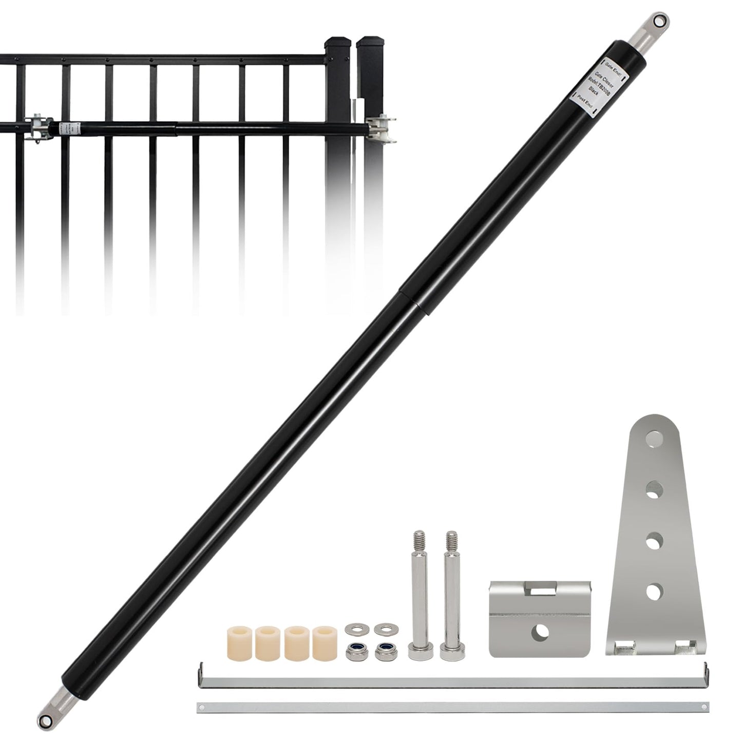 TB200b Heavy Duty Hydraulic Gate Closer for 60–140 lb Gates – Adjustable Closing Speed, Fits 40–64 Inch Gates – Ideal for Farm, Backyard, Pool, and Property Fencing (Black)