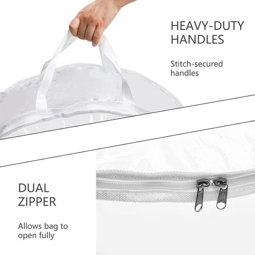 Hedume Wreath Storage Bag - 30" X 12" Clear Container with Dual Zippers & Reinforced Handle | Protect Holiday Wreaths from Dust & Moisture