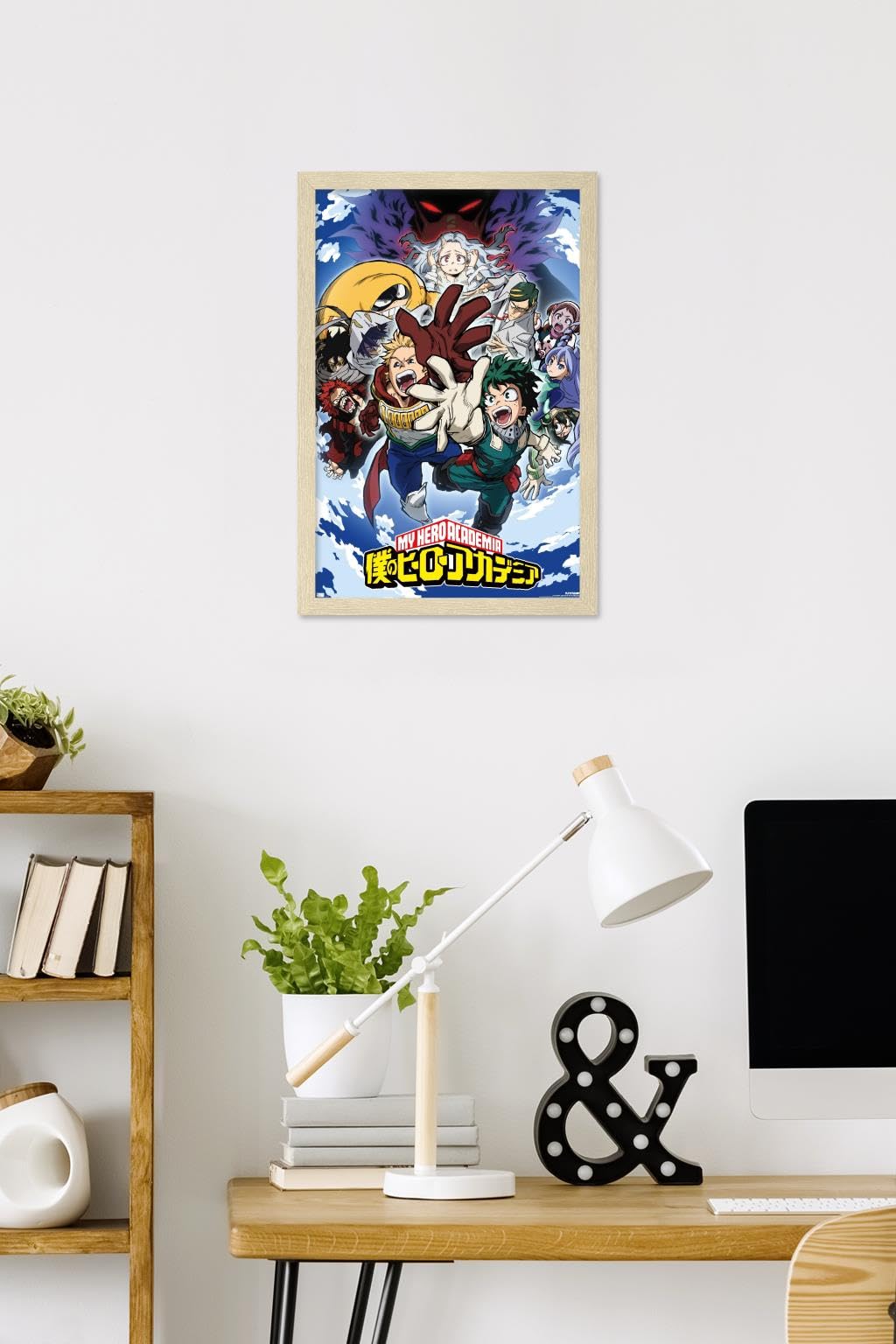 My Hero Academia: Season 4 - Key Art Wall Poster, 22.4L" x 14.7W", Blonde Framed Version