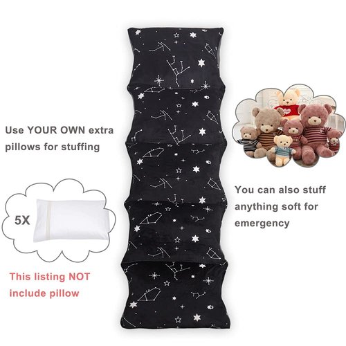Floor Lounger Pillow casing for boy Girl,Without pillow, Soft Minky Plush, Black Constellation Print, Cover/Sleeve Only! Perfect Reading, Watching TV Cushion - great for Sleepovers, Queen Size;