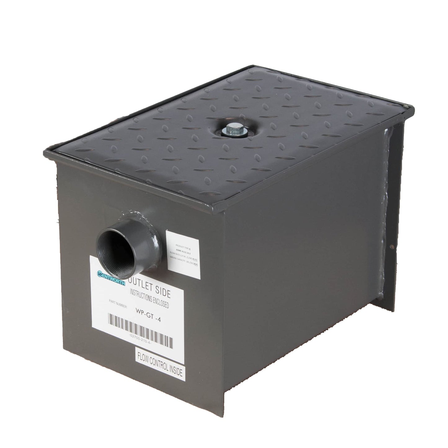 Wentworth 8 Pound Commercial Grease Traps for Restaurant Under Sink Kitchen, 4 GPM Carbon Steel Grease Interceptor Traps for Home Canteen Kitchen Wastewater Factory, WP-GT-4