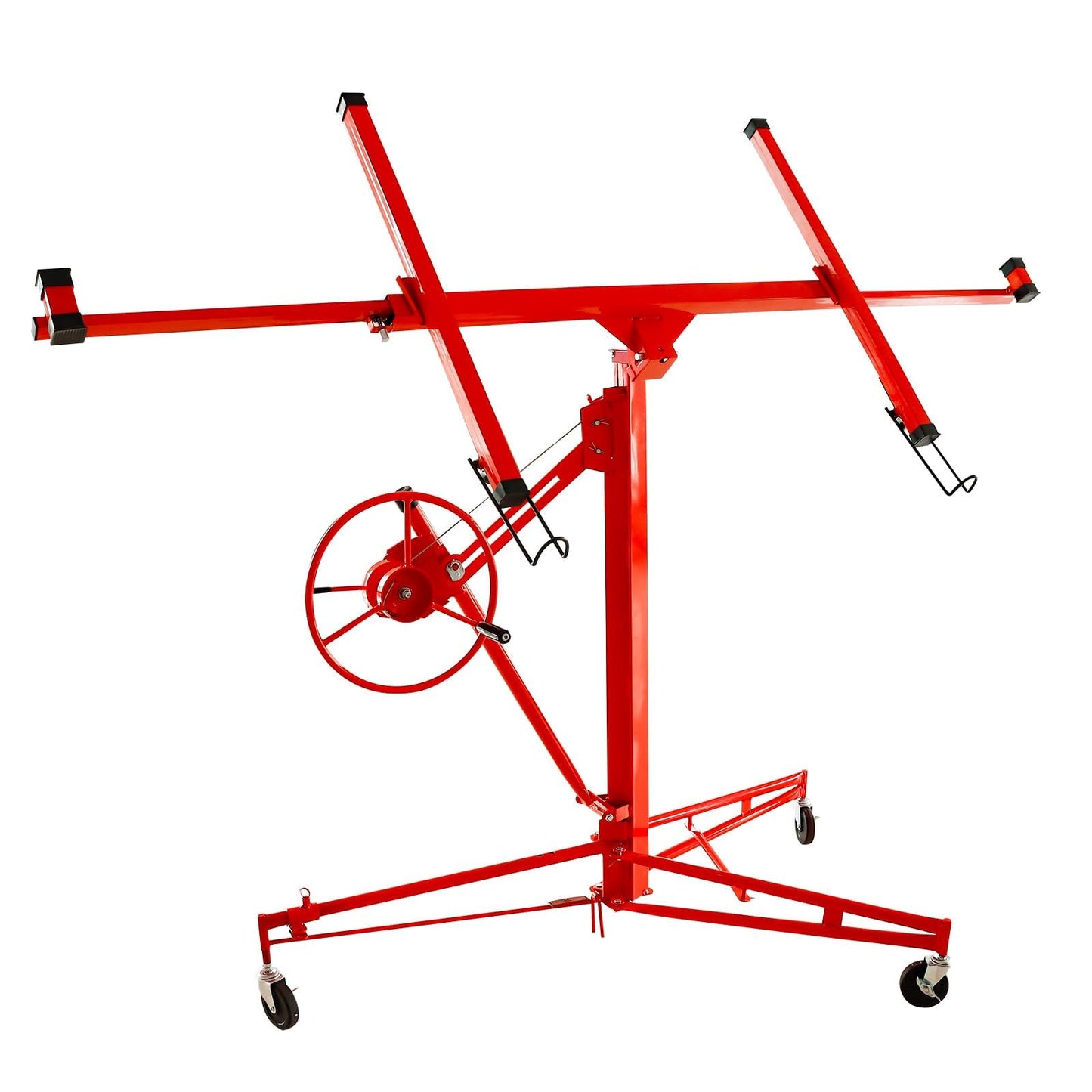 150LBS Heavy Duty Rolling Lifter Panel Perfect for Both Home & Commercial, 11FT Sheetrock Hoist Holder with Caster Construction Lockable Tool（Red）