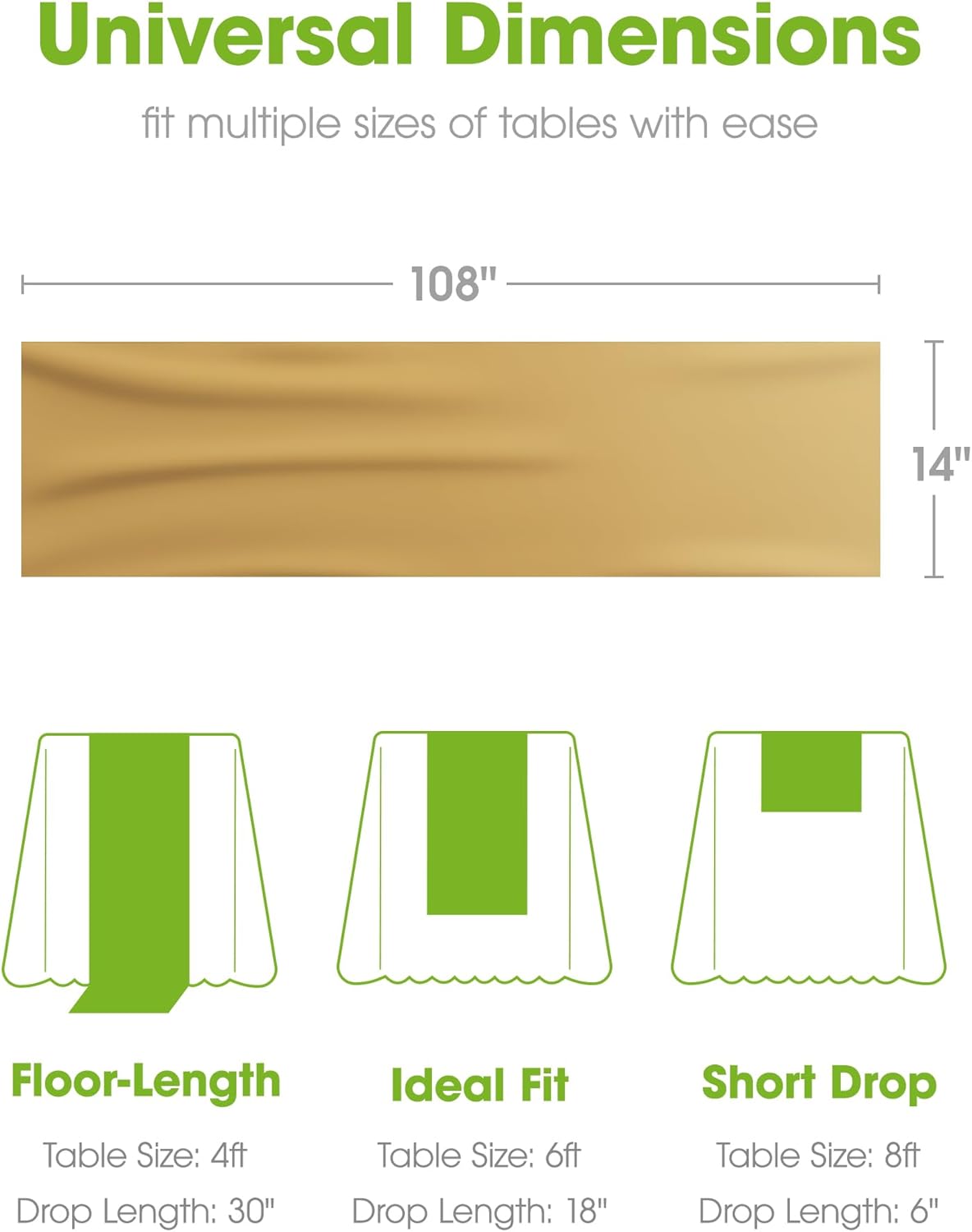 Pureegg Gold Plastic Table Runners - 10 Pack, 14'' x 108'' | Water-Resistant & Disposable for Weddings, Parties, and Home Decor