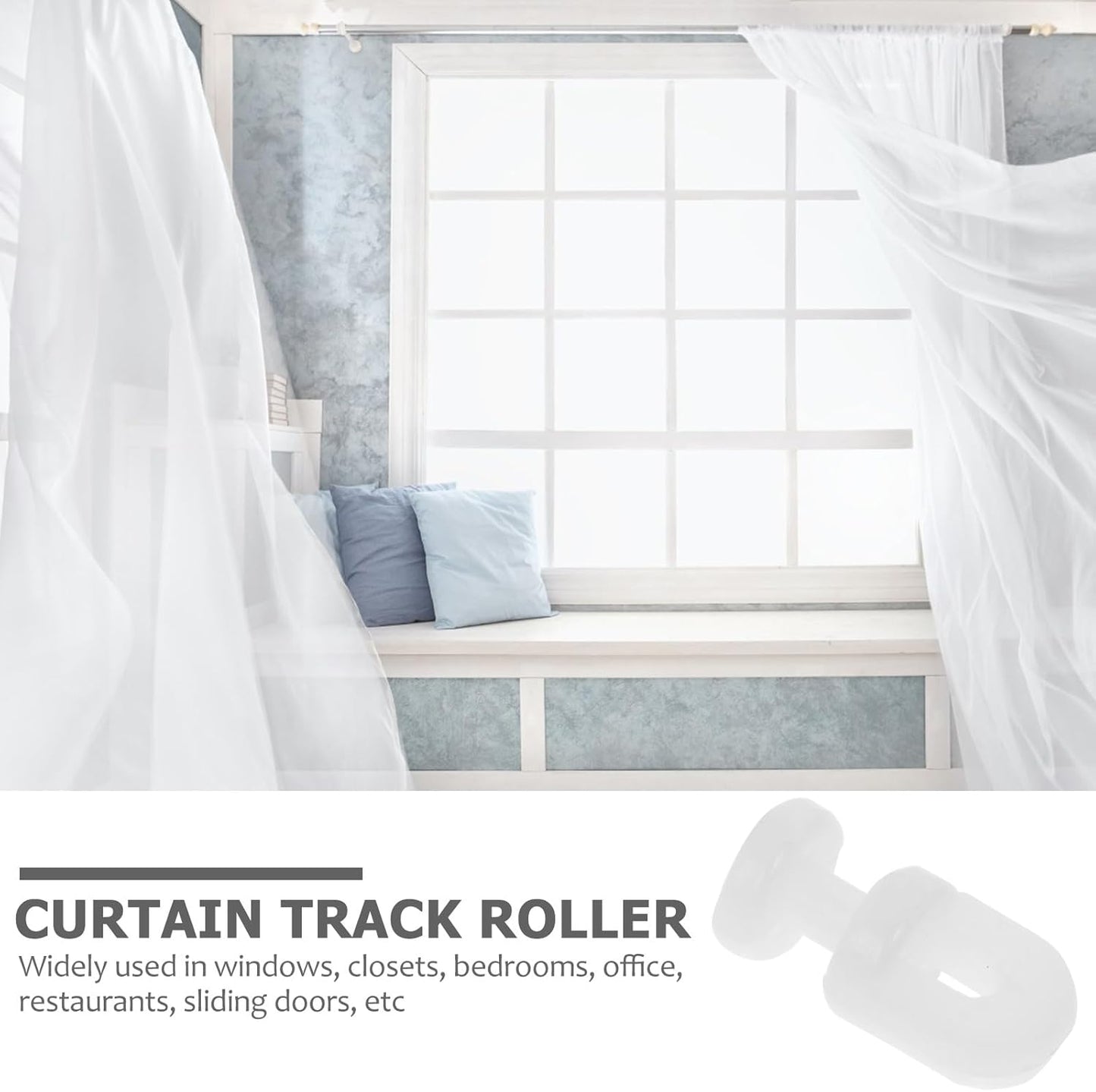 Uonlytech Curtain Track Rollers - 200Pcs Smooth Sliding Pulley Carriers for Drapes & Shower Curtains