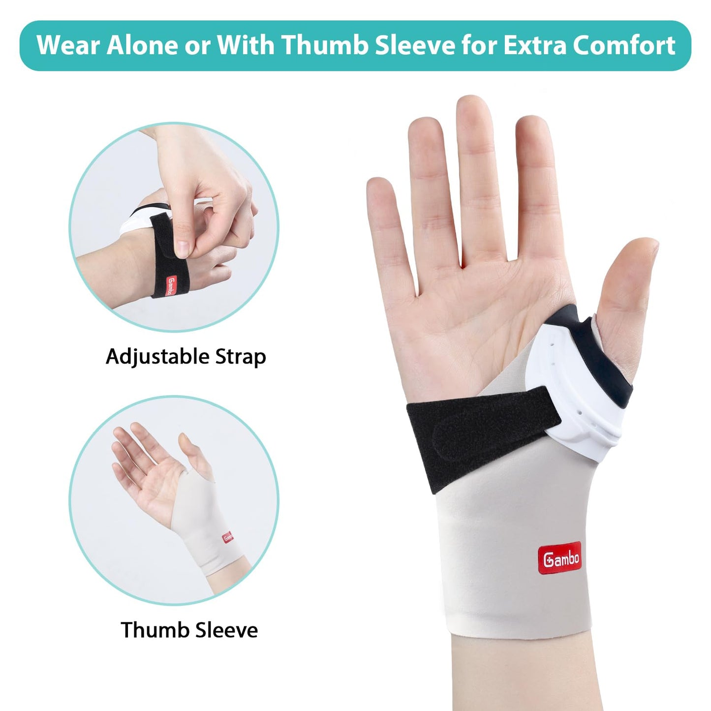 Gambo CMC Thumb Brace for Osteoarthritis, Upgrade Thumb Splint for Joint Pain, Tendonitis, and Arthritis Relief - Thumb Support Stabilizer for Active (Large, Left Hand)